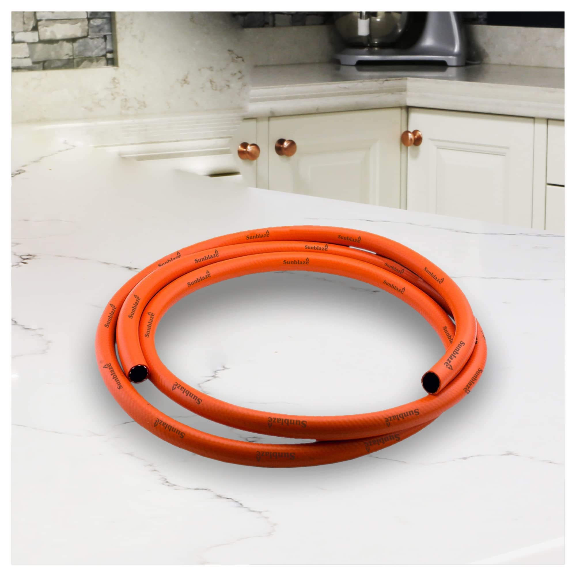 Sunblaze Fine Quality 3 Meter LPG Gas Pipe Flame Resistant, Leak Proof, Made With Reinforced Steel Wire for Home With 5 Years Manufacturer Warranty