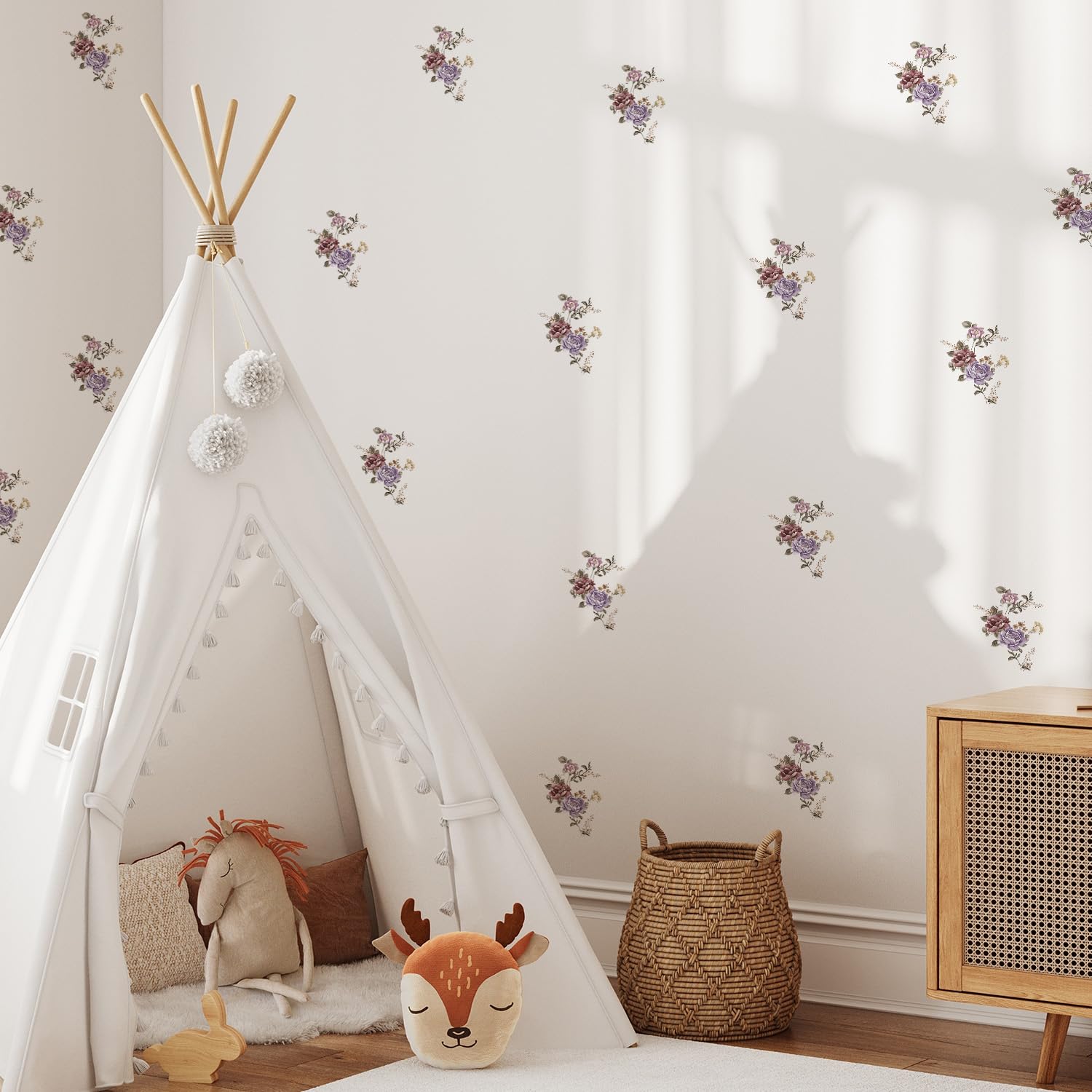Neukids Retro Watercolor Purple Bouquet Children's Wall Stickers