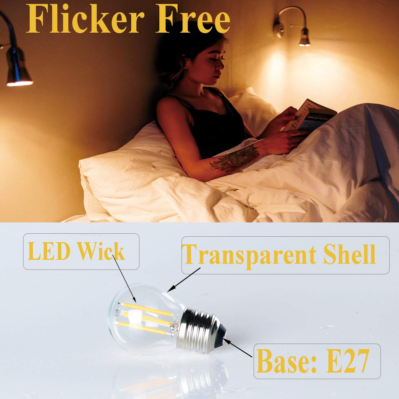 Etrogo Lampadine LED E27 Dimmerabile 4W Equivalenti a 40W Golf P45/G45 Luce Bianca Calda 2700K, 450 Lumen-Confezione da 6