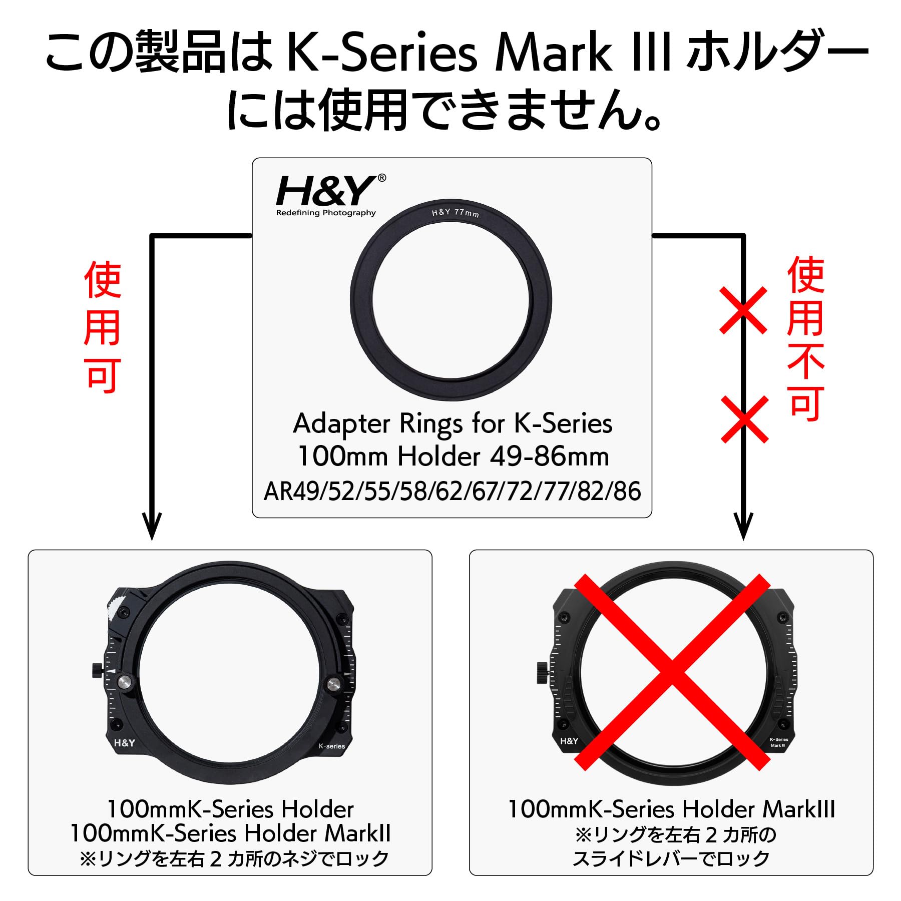 Amazon | H&Y 角型フィルターホルダー アダプターリング 86mm K-Series 