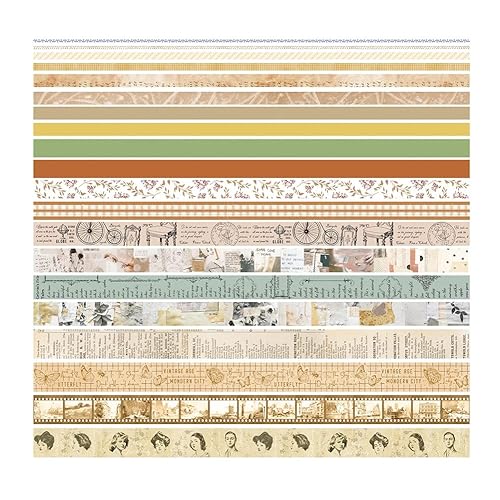 Juego de 20 cintas Washi retro Kawaii para enmascarar, suministros de diario de papelería, cinta Washi para álbumes de recortes, cinta adhesiva