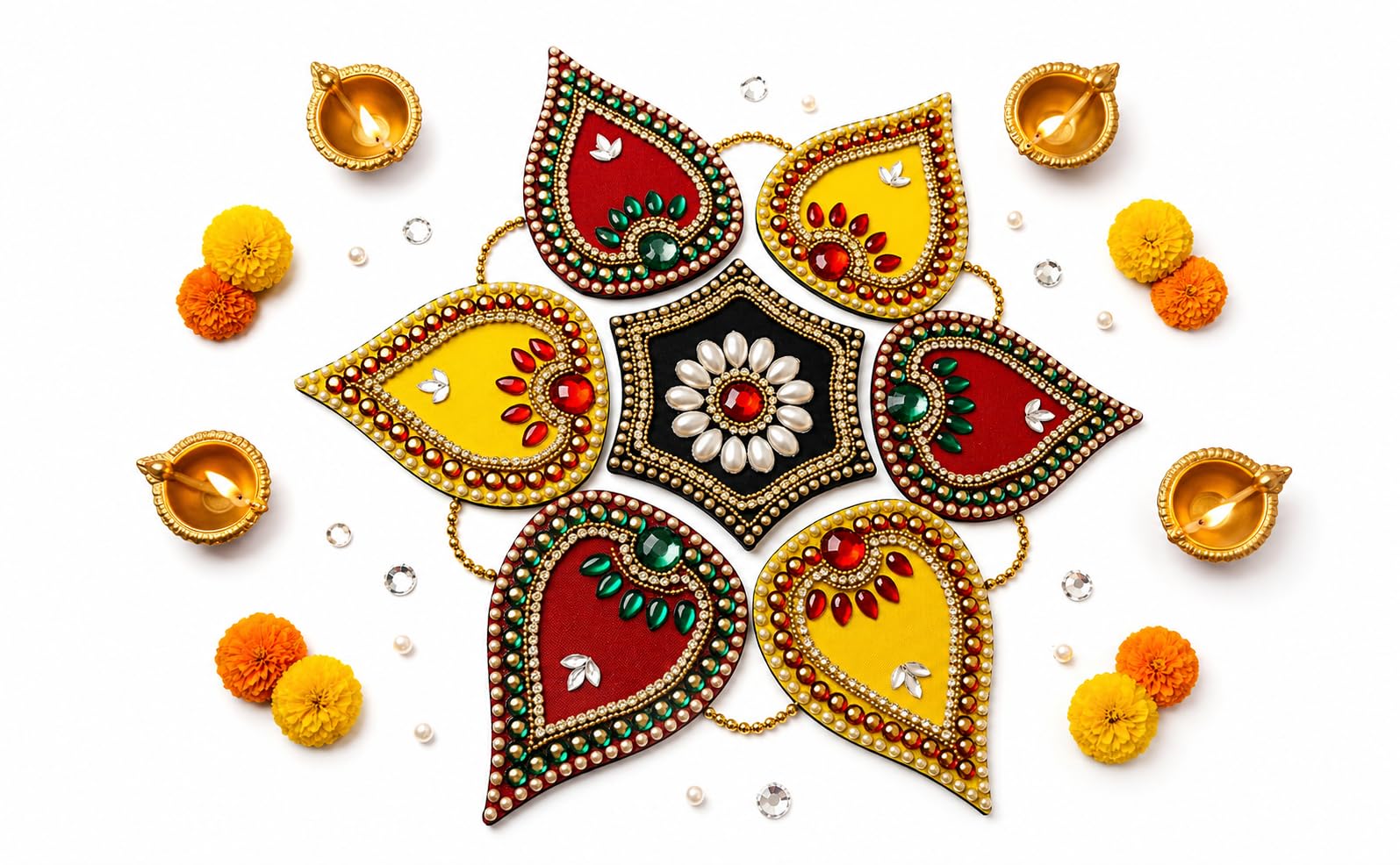 Acrylic Rangoli Design Set for Floor Decoration | Readymade Reusable Decorative Rangoli for Diwali Wedding and Festive Use | Handcrafted Home Decor-image-23