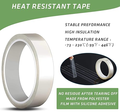 Miniatura 3 de 4 cintas resistentes al calor de 108 pies para sublimación, cinta dispensadora de prensa de calor transparente, cinta de transferencia retráctil,