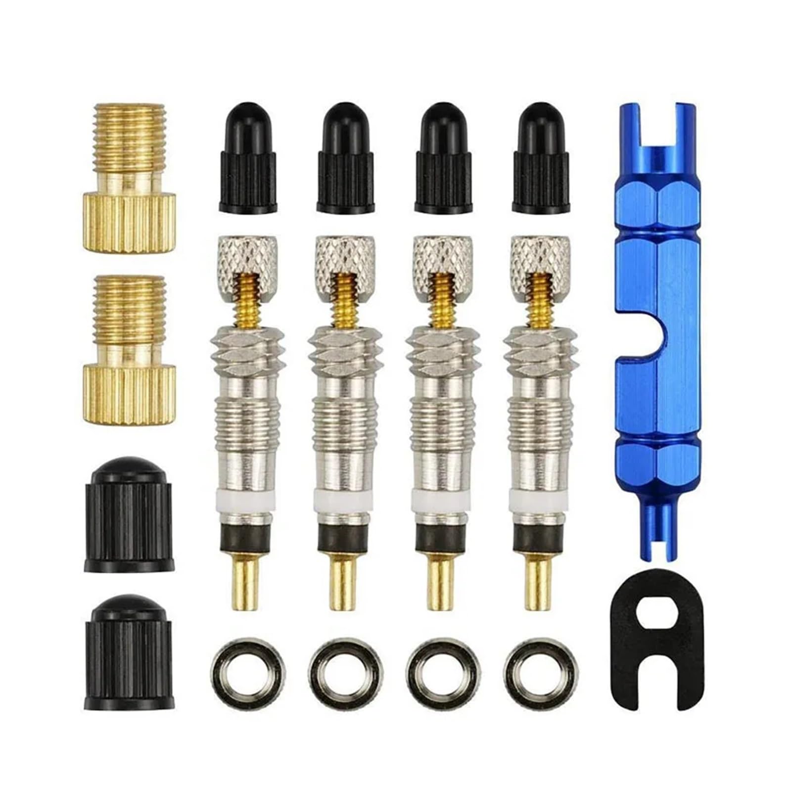 Dymkie Kit 6 Bicycle Presta Tubeless Core Kit Removable Aluminum Alloy Stem Caps Bike(Kit 6)