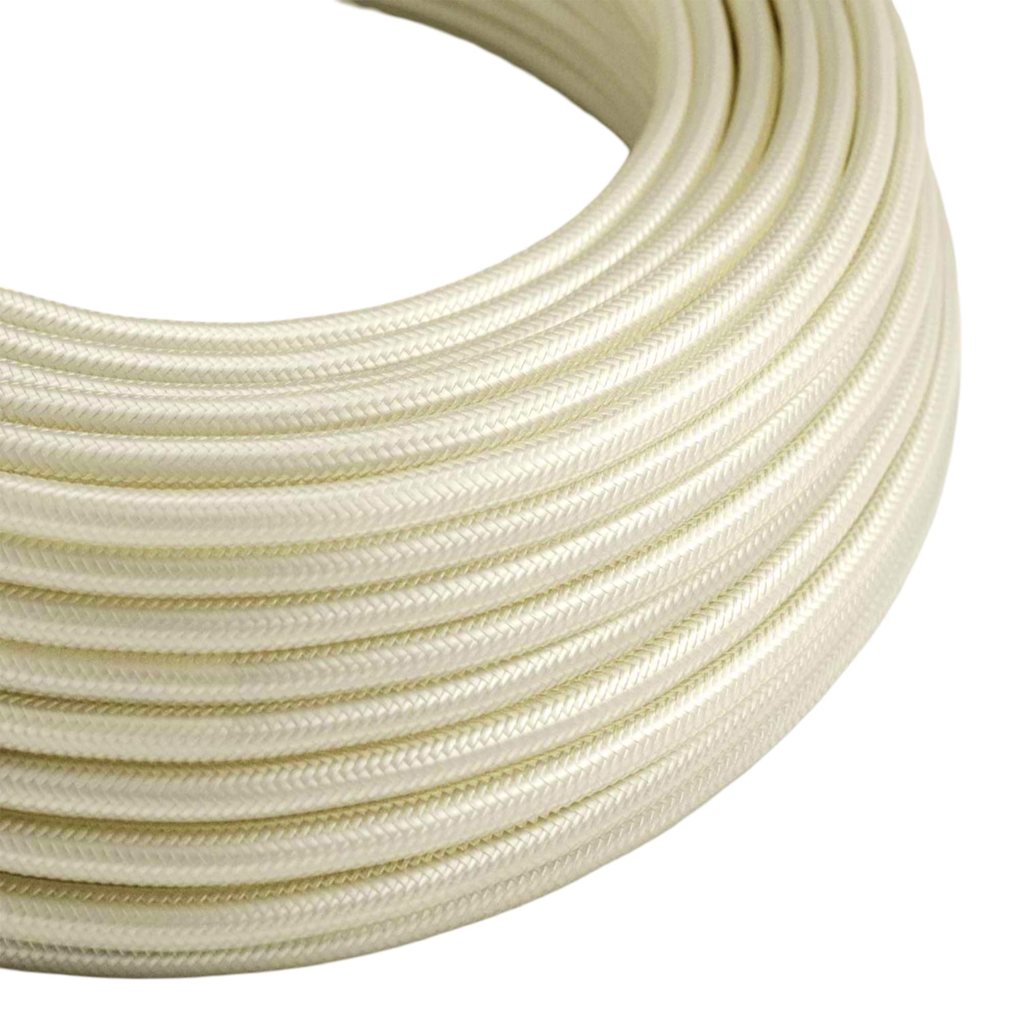 LEDSone 5 Meters Ivory Vintage Colour Braided Flexible Cable, 3 Core Round Fabric Electrical Cable Wire for Multiple uses in Lamps, Old Antique Lamp, Pendants Lights, Other Appliances