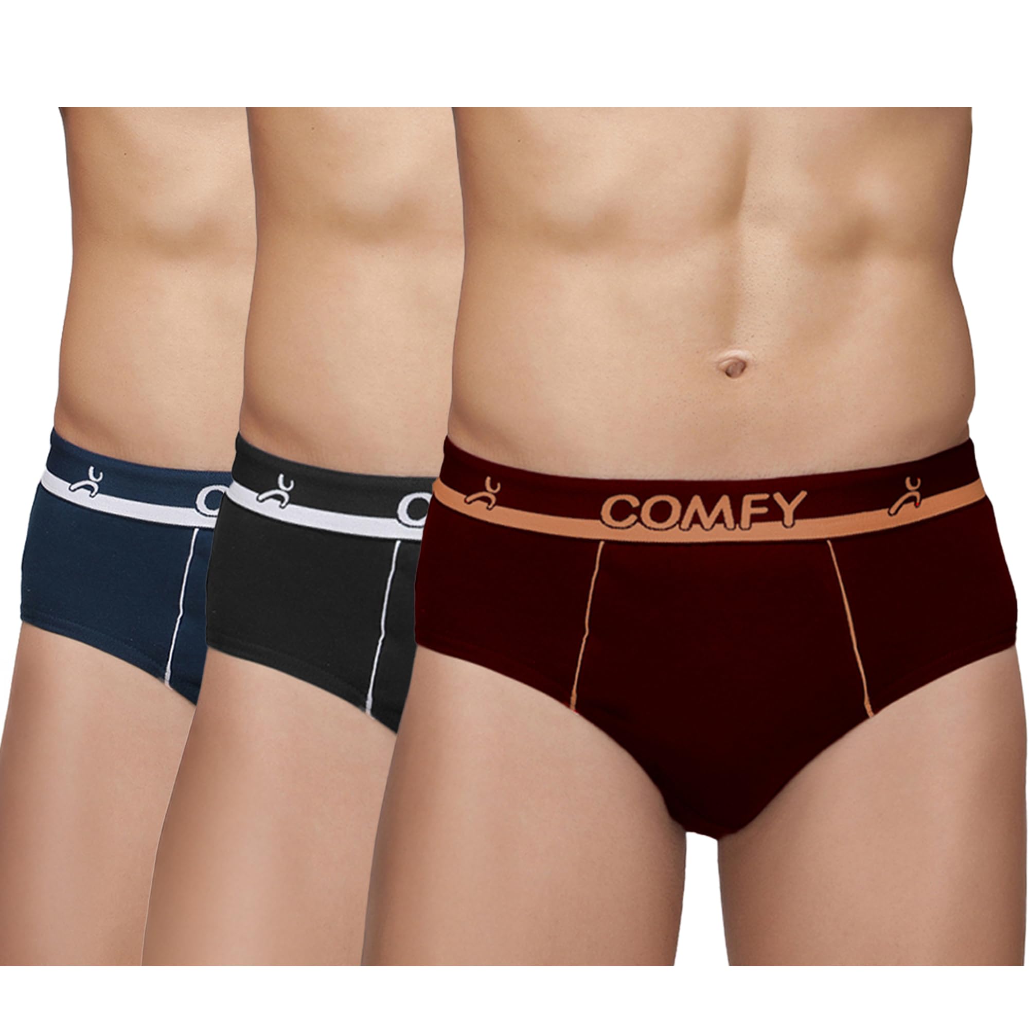 amul comfy Men's Pure Cotton Solid Brief Multi Color Pack of 3 (Assorted Colours May Vary)-picture-44