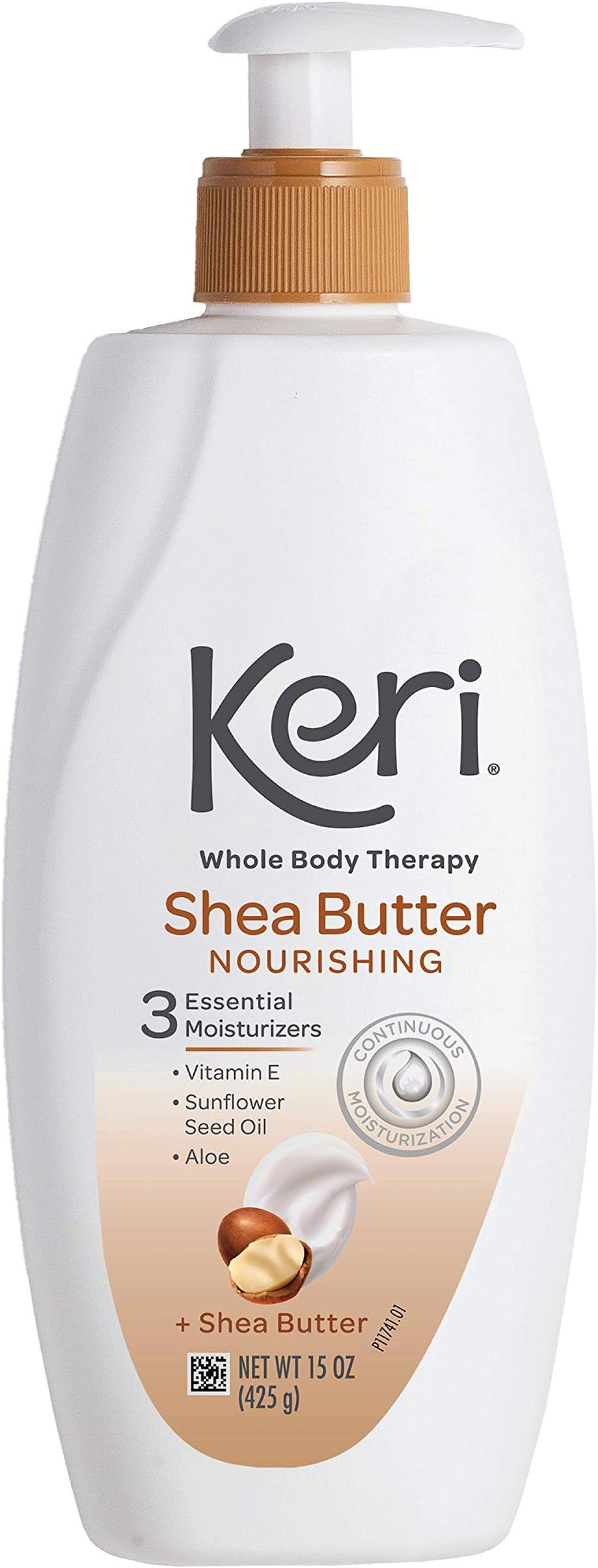 Keri Whole Body Therapy Original Shea Butter Lotion, Continuous Moisturization, 3 Essential Moisturizers (Vitamin E, Aloe and Sunflower Seed Oil) 15 oz.