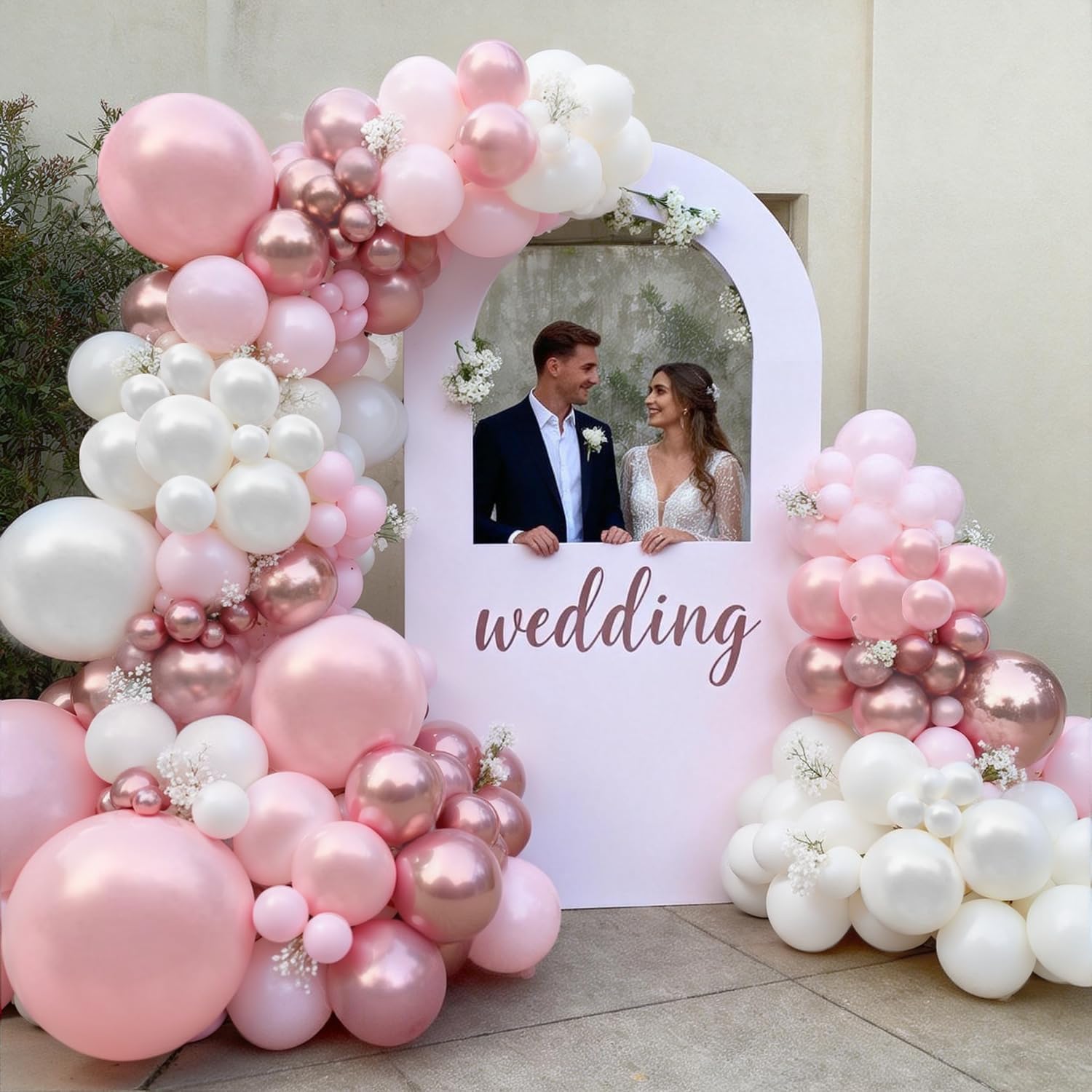 Pink and White Balloons Arch Kit, Double Stuffed Pastel Pink Balloon Garland Include Light Pearl Pink White and Metallic Pink Balloons for Coquette Wedding Birthday Party Bridal Shower Decorations - Image 5