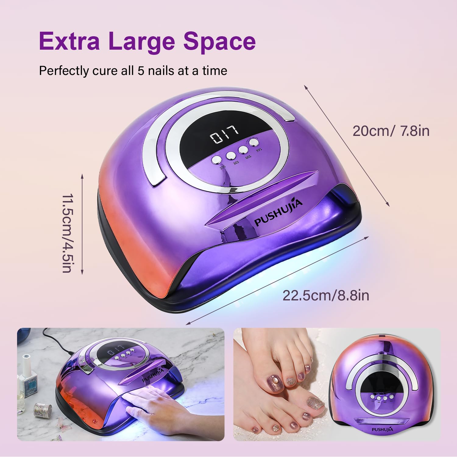 300W Professional Nail Lamp with 72 LEDs, Motion Sensor and 4 Timers