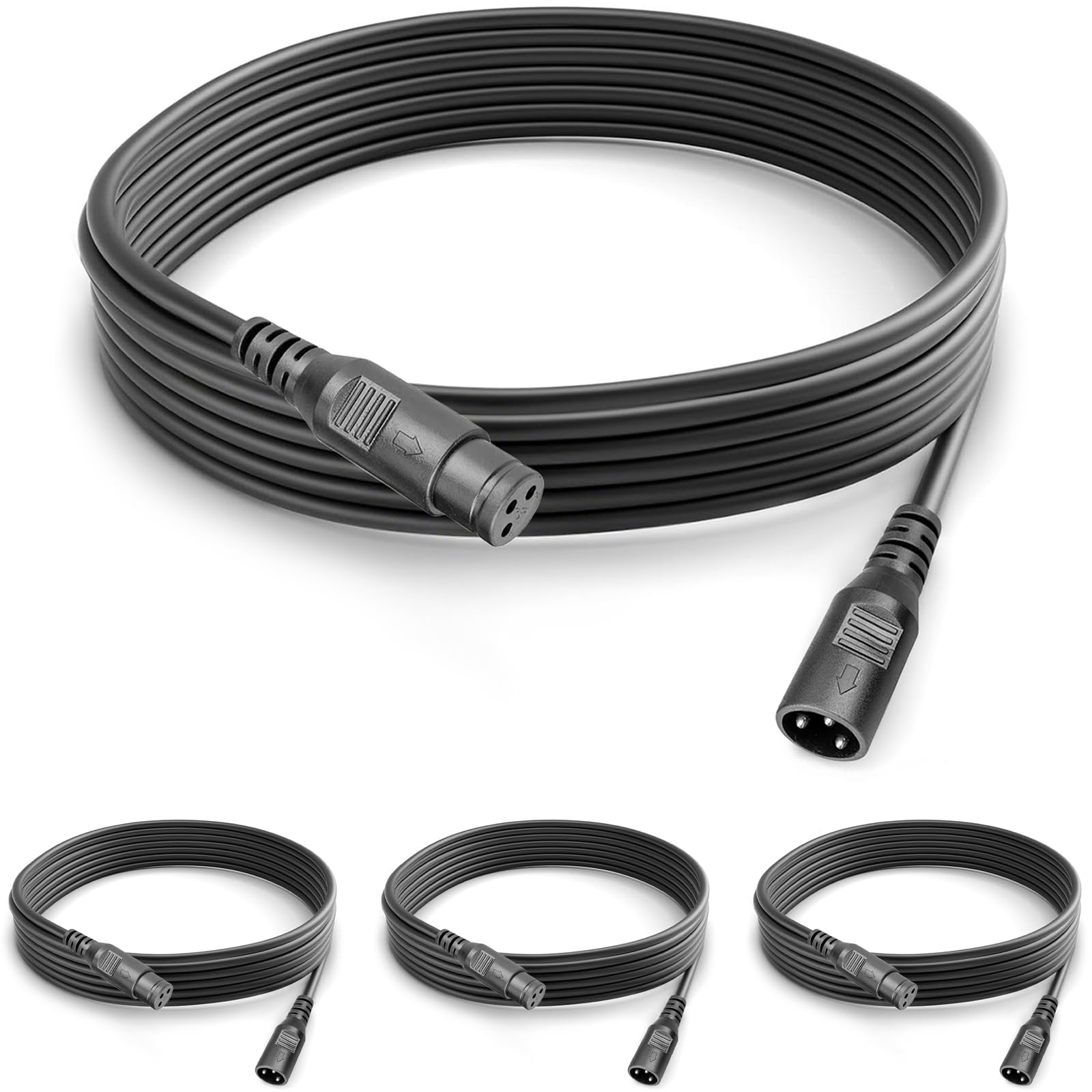 4 Packs 3 Pin XLR Cable Male Female XLR Patch Cables, Dmx Cables 3m 10ft Dmx Lead Extension Connectors, Dmx Lighting Cable for Stage Lights Moving Head Light LED Par Light 512 Signal to Dmx Controller