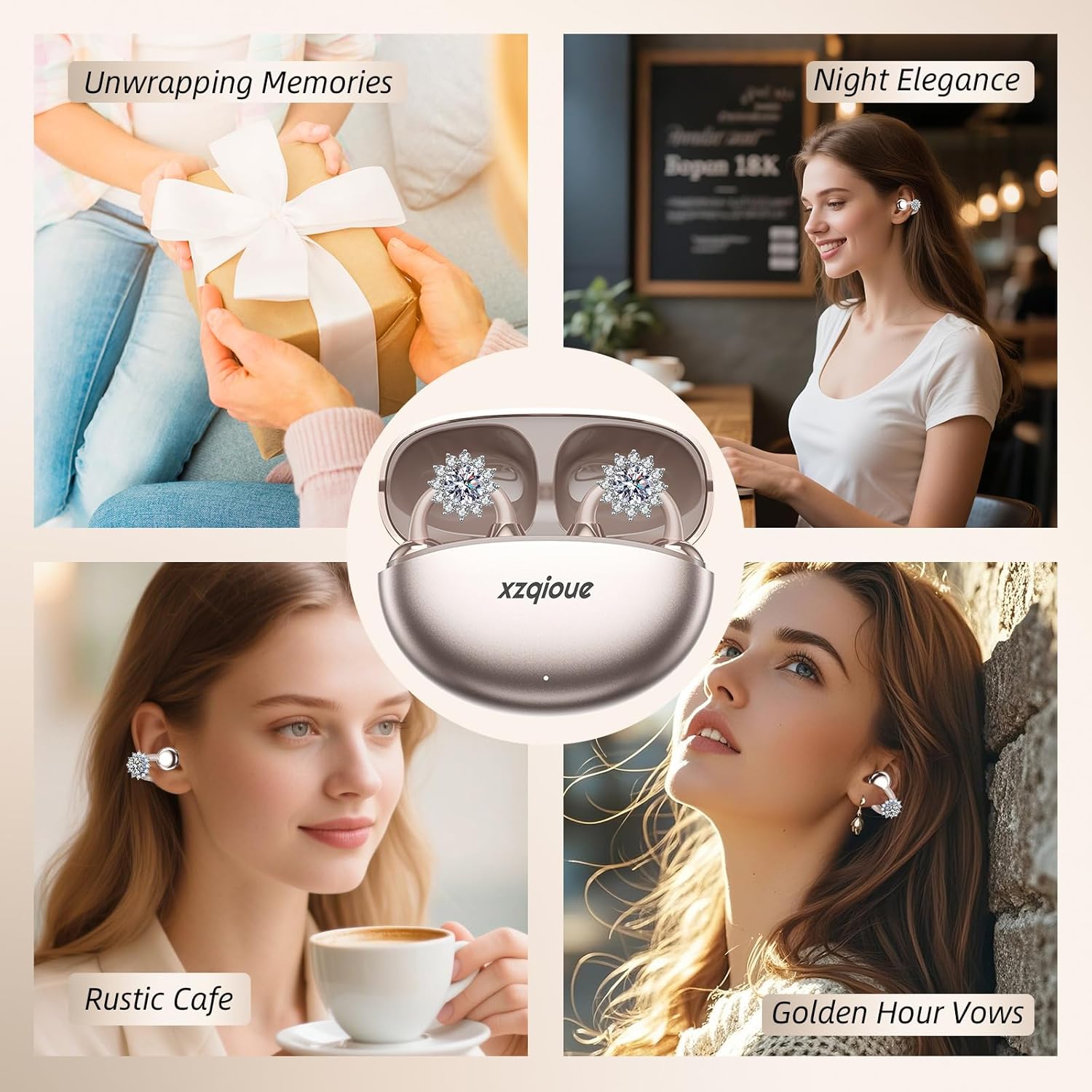 Jewelry-Inspired Clip On Earbuds,Comfortable Fit Open Ear Clip-On Headphones,Wireless Bluetooth Ear Cuff Headphones for Women,Mini Wireless Earrings Earbuds for Running, Office, Sport & Gift - Image 7