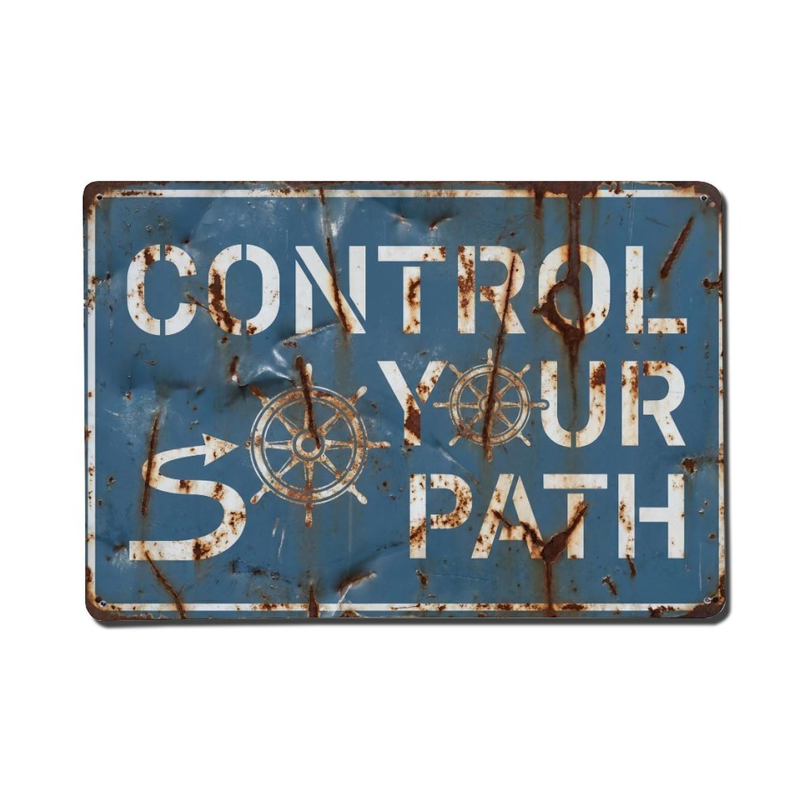 Control Your Path Direction Retro Motivational Slogans Vintage Metal Tin Sign Wall Decor for Cafe, Club, Garden Metal Poster 8x12Inch