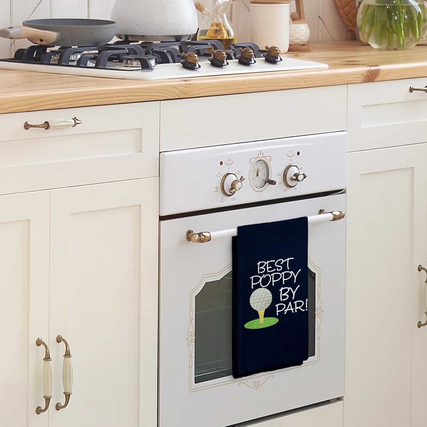 Best Poppy by Par Kitchen Towels, Poppy Gifts Grandpa Hand Towels, Grandpa Golf Gift, Best PoppyGift Dish Towel Tea Towel for Kitchen, PoppyGift from Grandkids, 16x24inch - Image 2