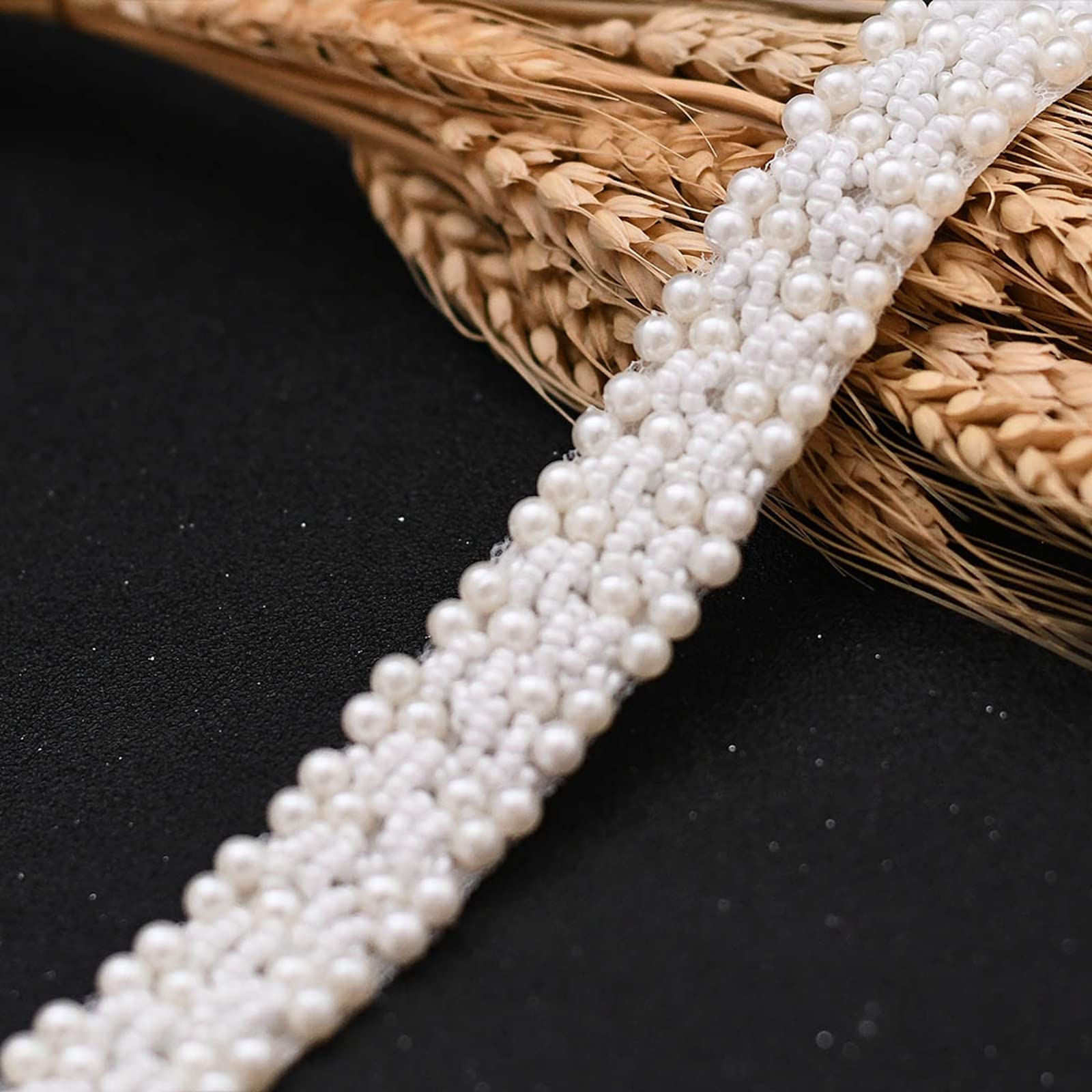 Perlen Strumpfgürtel Brautgürtel Hochzeitsgürtel für Frauen Perlengürtel Brautschärpe Perlenkleidgürtel Hochzeitsaccessoires Brautgürtel-Champagner, 275 cm