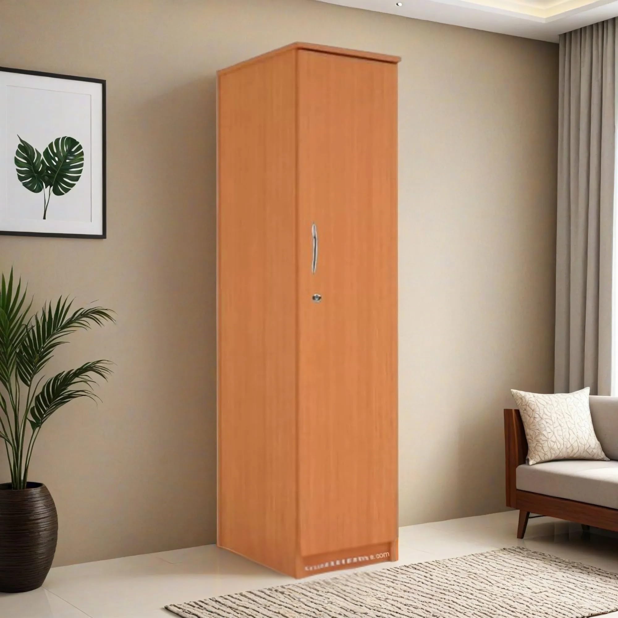 CASPIAN Furniture Light Brown Engineered Wood Single Door Wardrobe/Cupboard with 5 Shelves and 6 compartments |Multipurpose Cabinet for Office/Kitchen Purpose (7 Feet (17 * 19 * 82))-image-13
