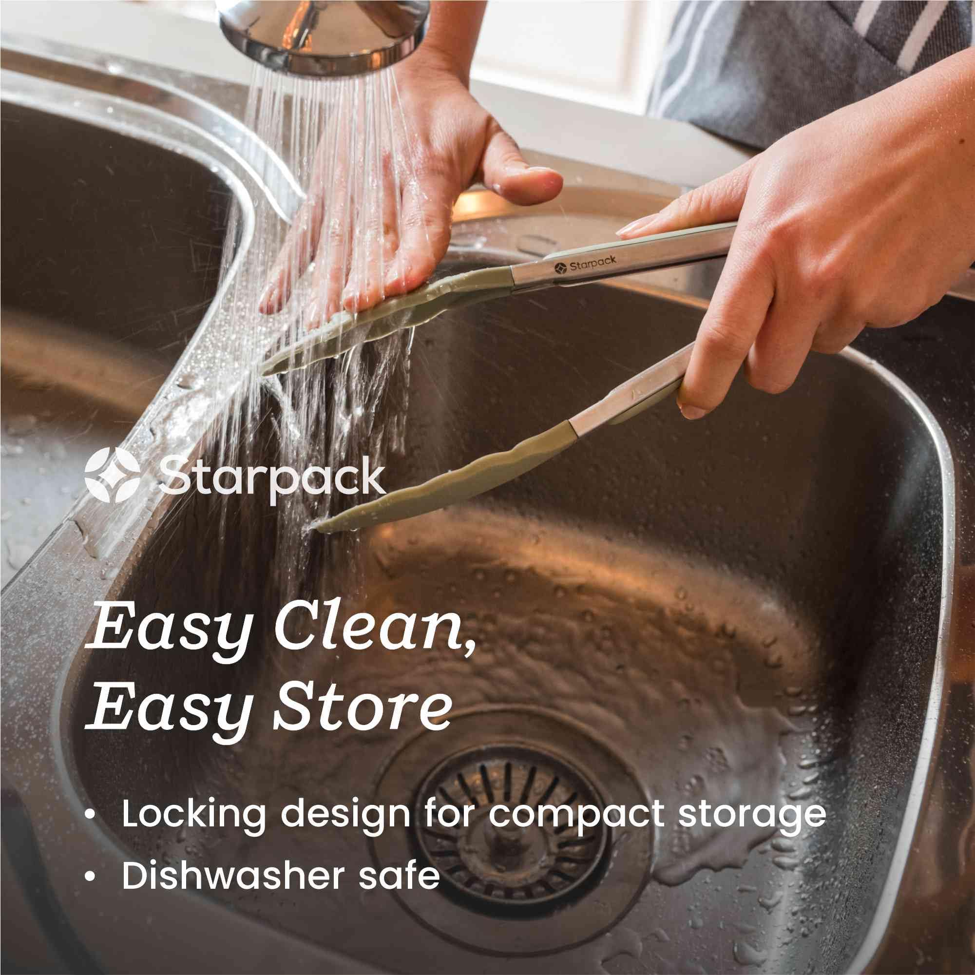 Starpack 'Get a Grip' Pinzas de cocina de silicona para cocinar (2 piezas) – Pinzas de barbacoa para parrilla resistentes al calor hasta 315.6 °C – Pinzas de acero inoxidable con puntas de silicona