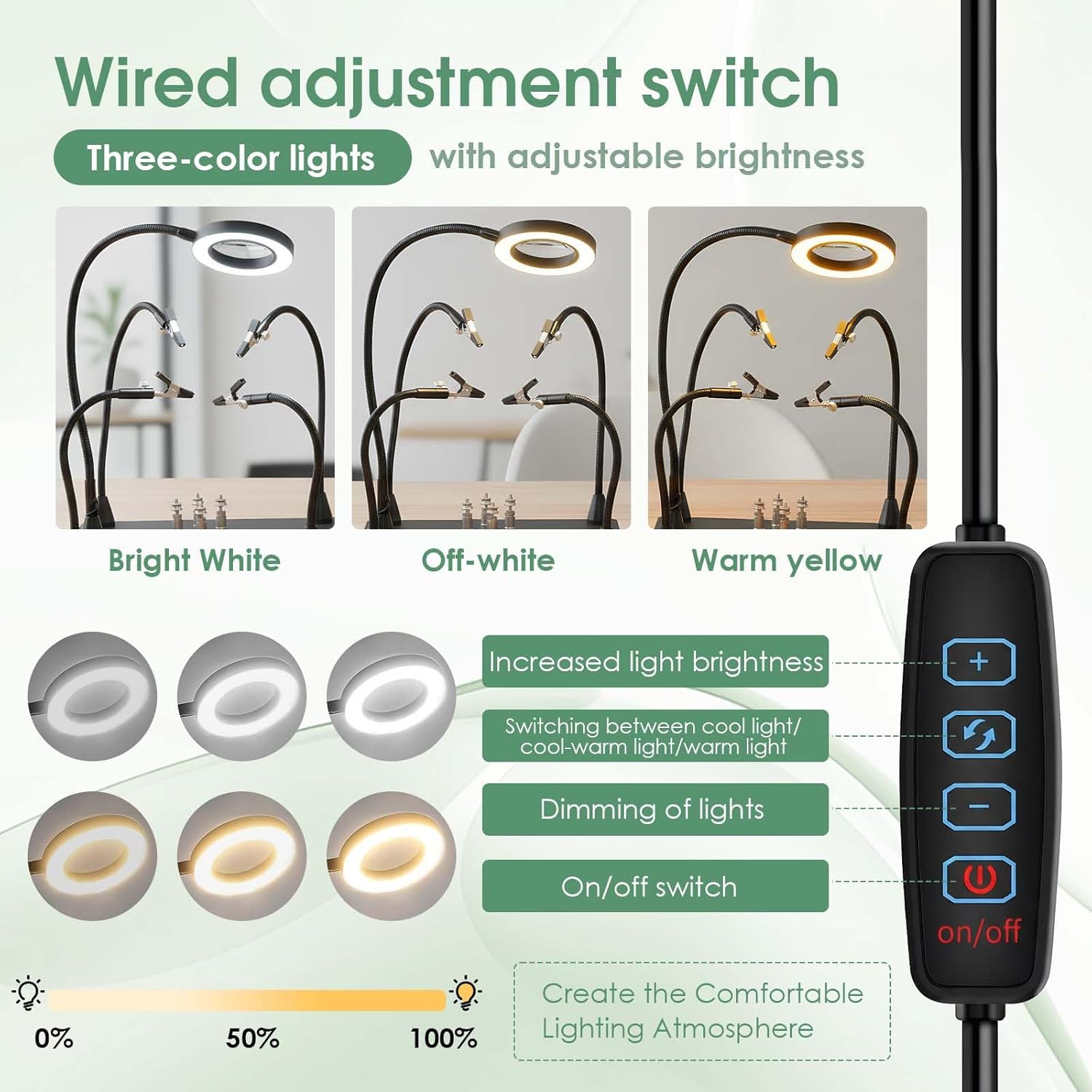 cjc Helping Hands Soldering Station, 5X Magnifying Lamp, 4 Flexible Arms, PCB Holder, Non-slip Base for Electronics Repair and Crafts