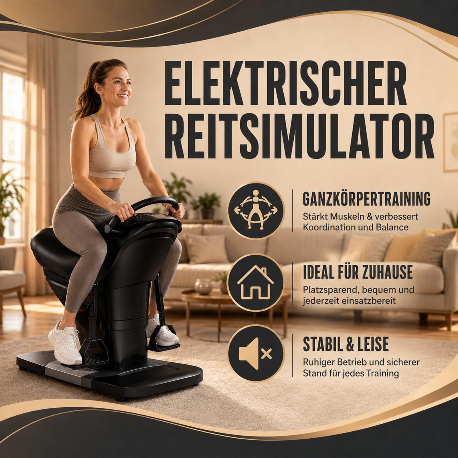 3D-Simulations-Bauchtrainer Mit Elektrischem Reitgerät,LCD & Vibration