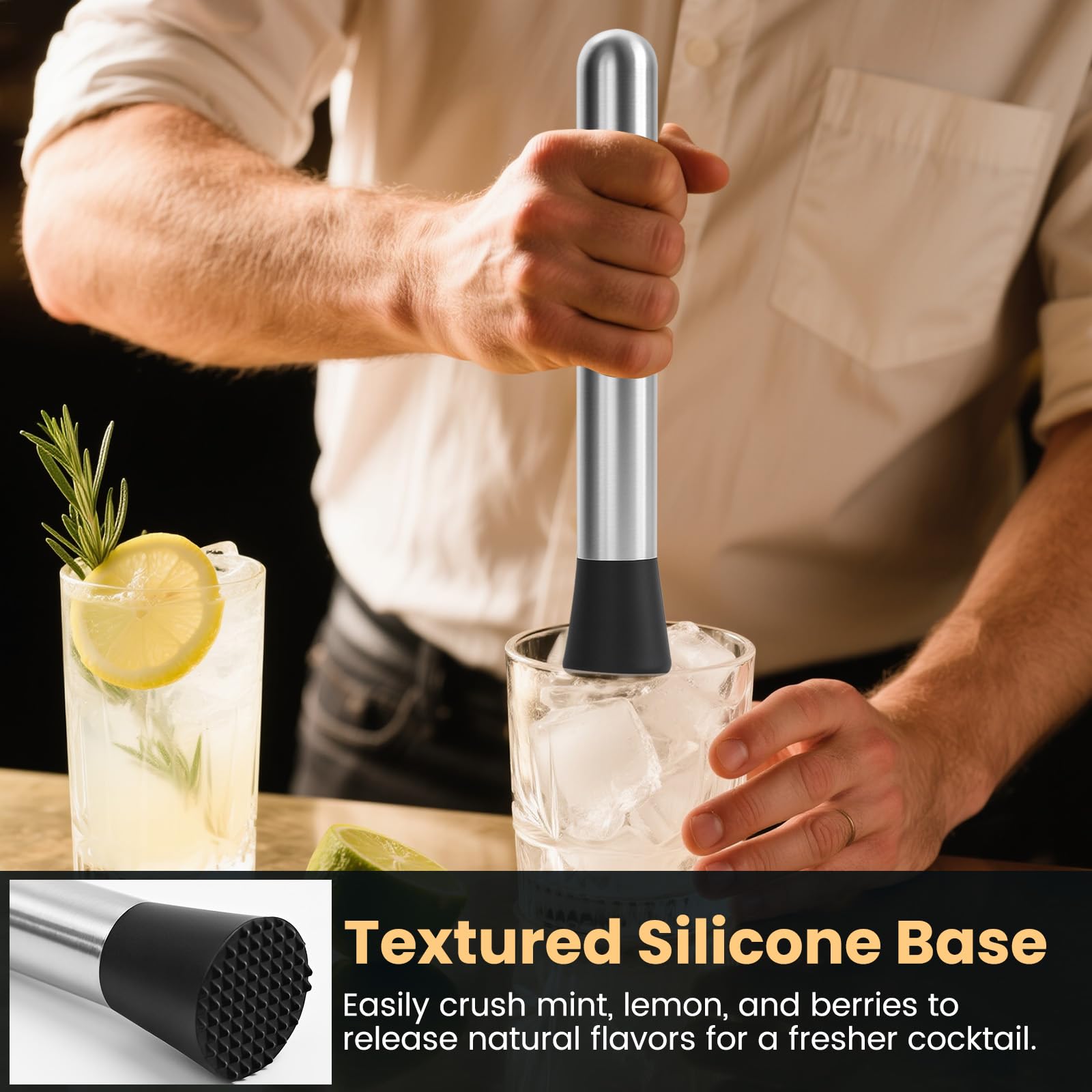 Stainless Steel Cocktail Muddler Set - 4 Piece -3