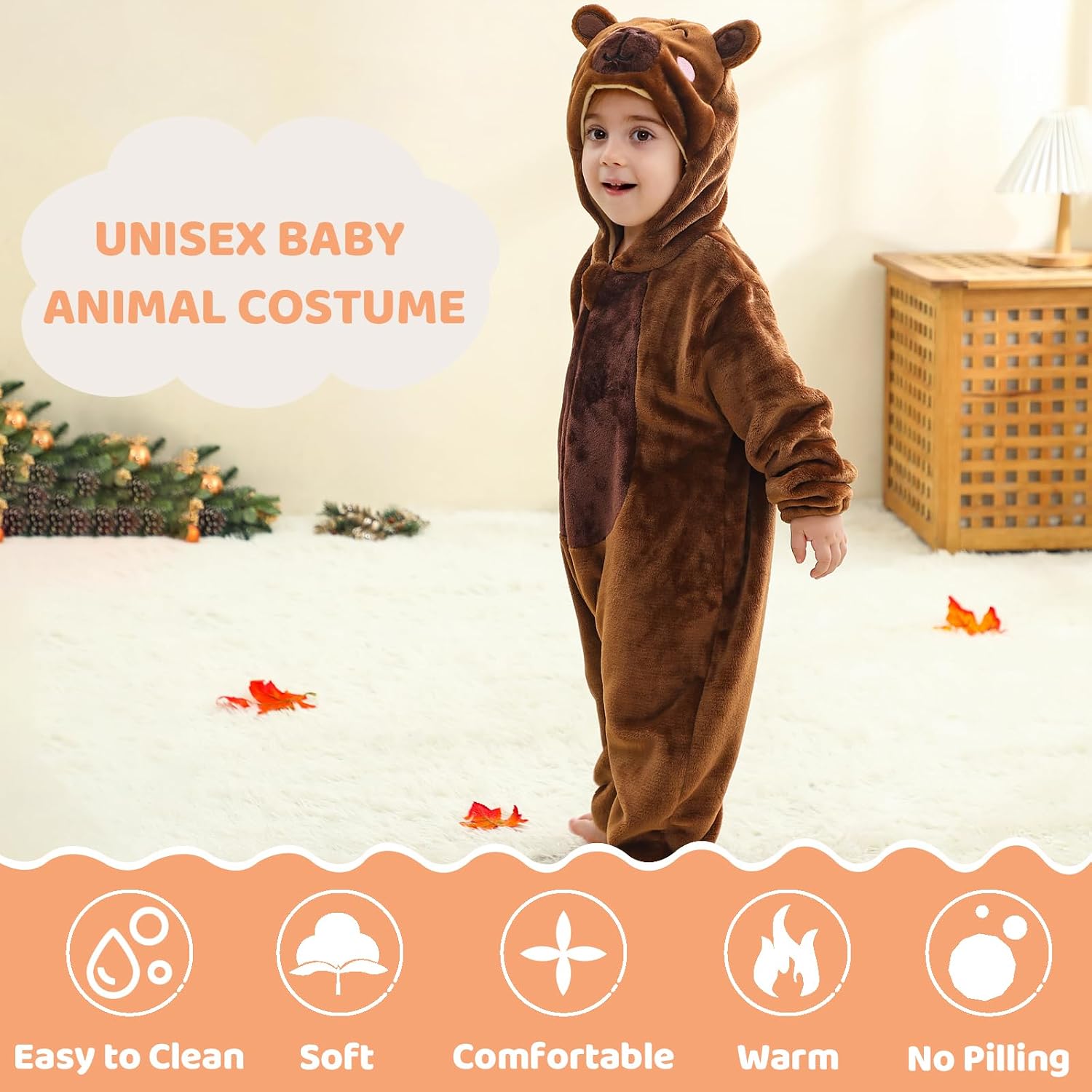 Baby Animal Cosplay Costume Toddler Infant Romper Cartoon Jumpsuit Flannel Halloween Outfits