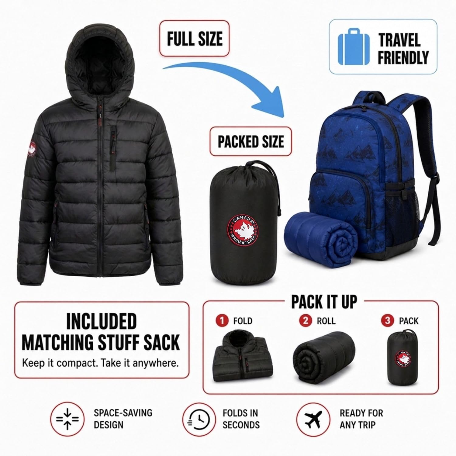Boys Puffer Jacket - Packable, Lightweight Winter Coat