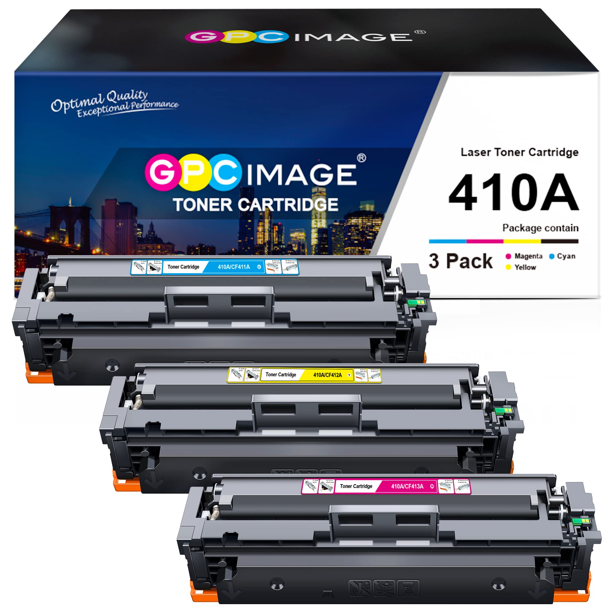 GPC Image Compatible Toner Cartridge Replacement for HP 410A 410X CF410A CF410X to use with Color Laserjet Pro MFP M477fnw M477fdw M477fdn M452dn M452dw M452nw M477 M452 Toner (Cyan Yellow Magenta)