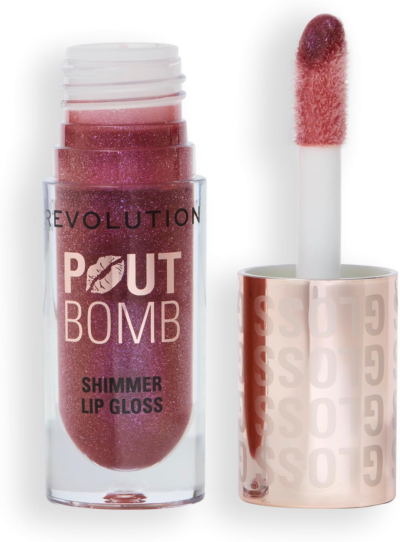 Makeup Revolution,Pout Bomb,High-Shine Lip Gloss & Shimmer for Glossy Lips with Hyaluronic Acid & Sweet Vanilla Scent (Berry Lustre,4.5ml)