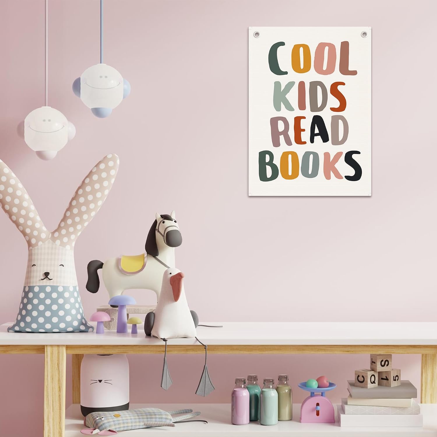 Reading Corner Decor - Cool Kids Read Books Canvas Banner Wall Hanging - 19''x28'' Read Sign Wall Art Hanging Banner Flag-Classroom School Counselor Playroom Therapy Decor - Gift For Boys Girls-A03 image 3