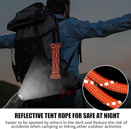 Miniatura 2 de Cuerda de paracaídas reflectante de 1000 libras  50 pies, 100 pies, 200 pies, 500 pies, 1000 pies, 0.157 in, 12 hebras para cuerdas, cuerda de