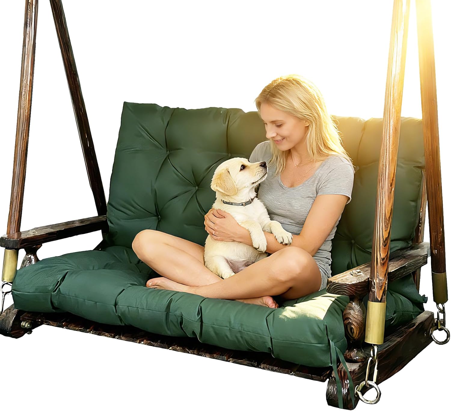 Porch Replacement Swing Cushions for Outdoor: 2-3 Seater Garden Waterproof Patio Bench Cushion with Ties - 4" Thick Swing Chair Cushion for Backyard Furniture Loveseat