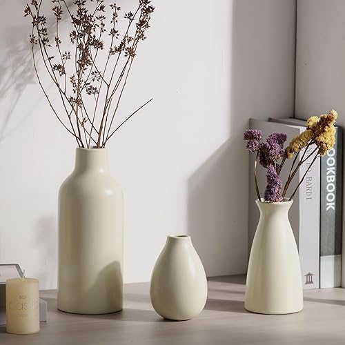 Miniatura 6 de Modern Farmhouse - Juego de jarrón decorativo de cerámica blanca, verde fruta, 3 tamaños