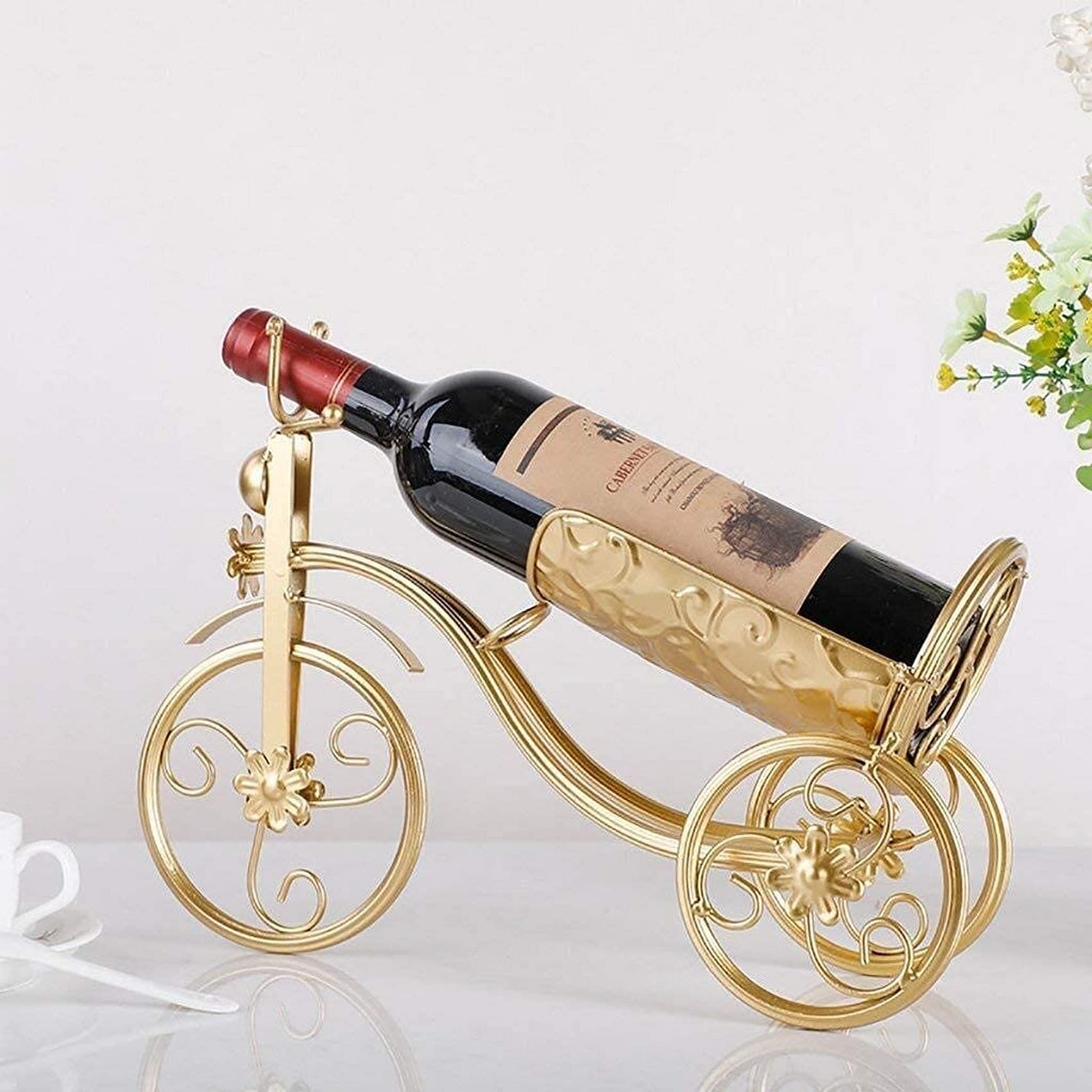 Porte-bouteilles étagère à vin en métal style vélo pour décoration