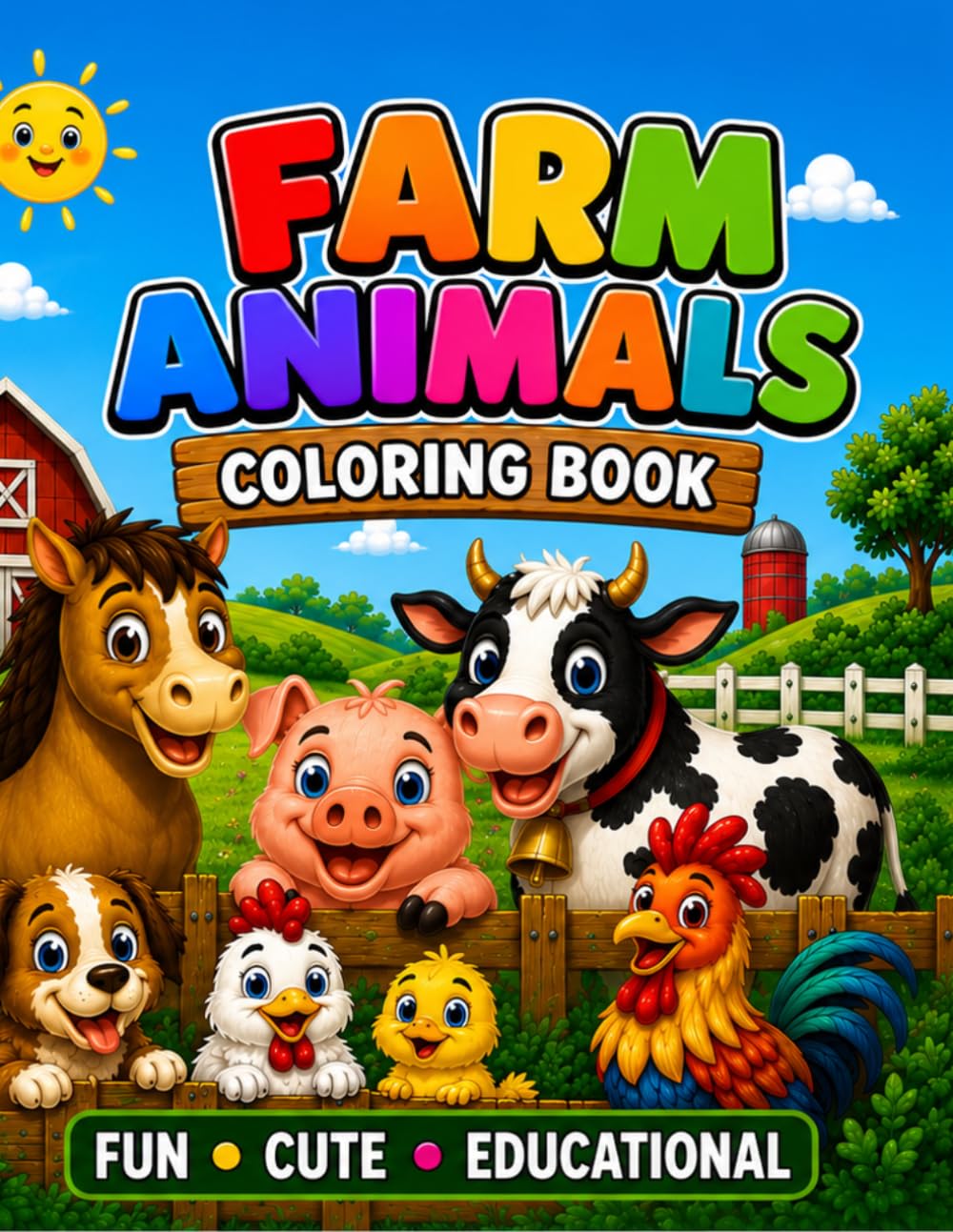 Farm Animals Coloring Book: Fun and Educational Coloring Book