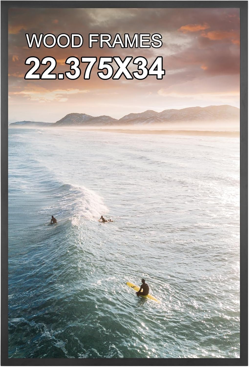 22.375x34 Poster Frame Black Soild Wood Puzzle Artwork Canvas Painting Newspaper Movie Large 22 x 34 Picture Frames Horizontal and Vertical for Wall Hanging 22.375 by 34 Inches Black 22.375x34 inches