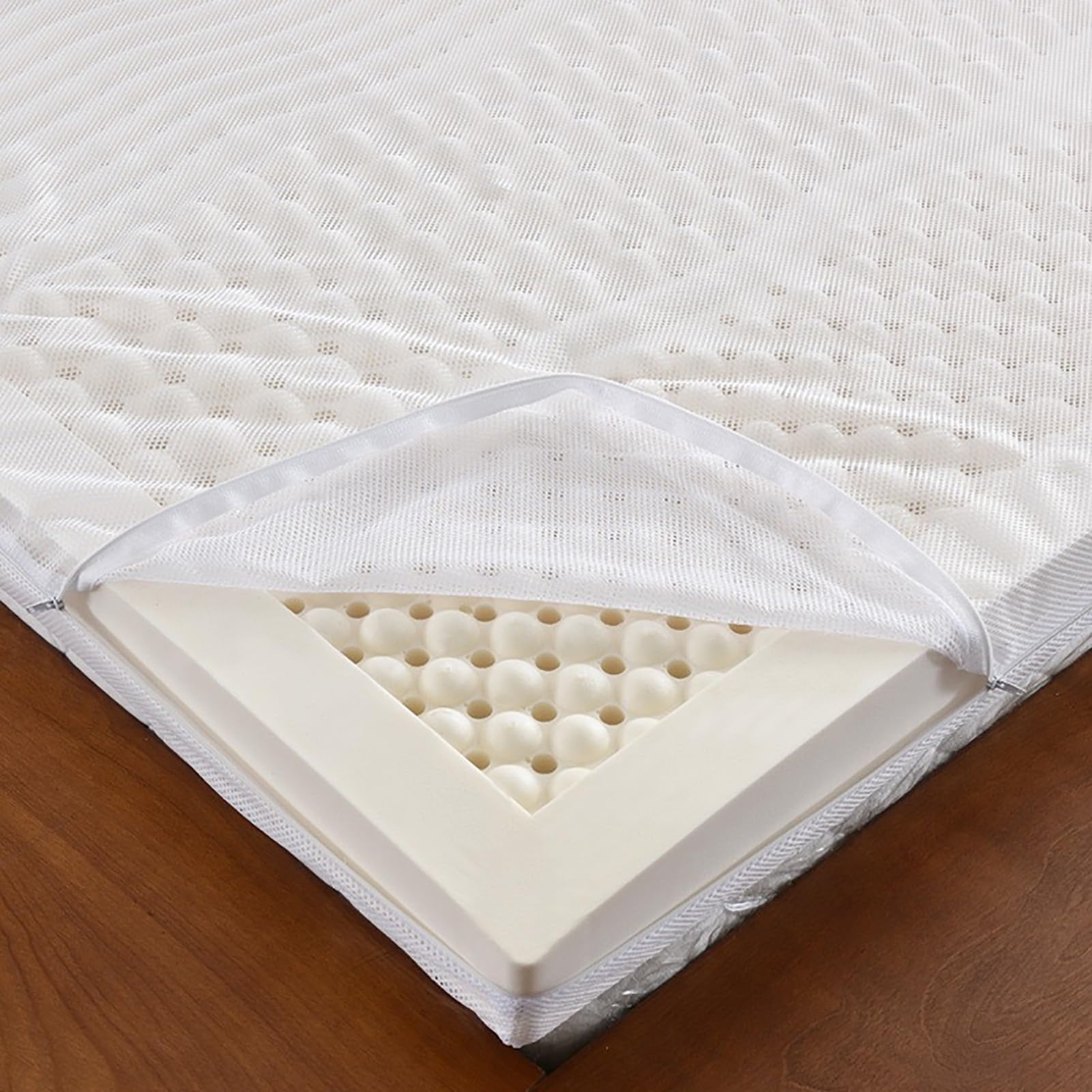 Topper de colchón de látex Natural: látex Certificado orgánico de firmeza Media, Soporte para Hombros, Caderas, Espalda y Rodillas,2.5cm,150x190cm