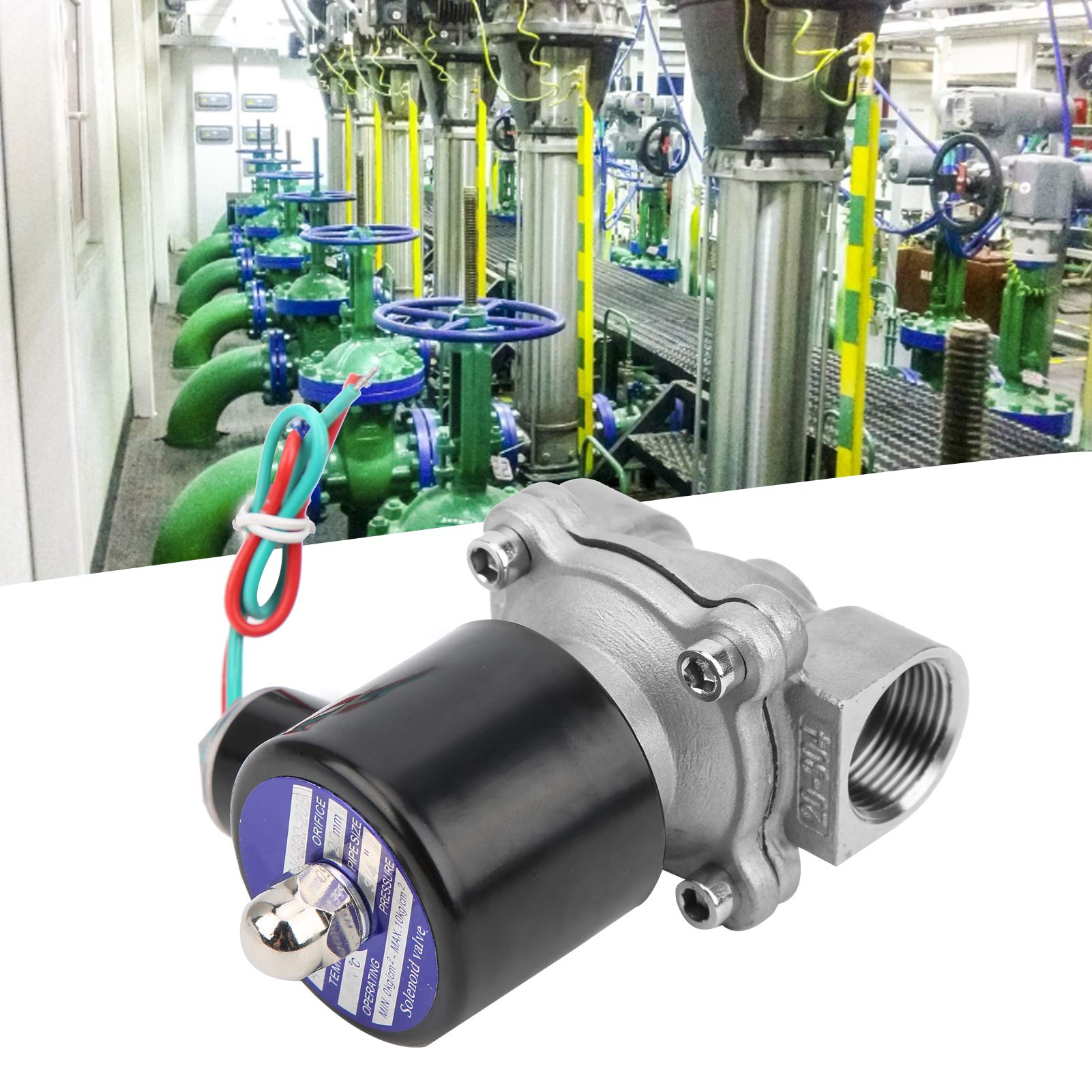 Electric Solenoid Valve, 3/4in Electric Solenoid Valve, Air Valve Solenoid Valve, Internal Thread Connection Form, for Air Water Oil Gas(DC24V, Pisa Leaning Tower Type)