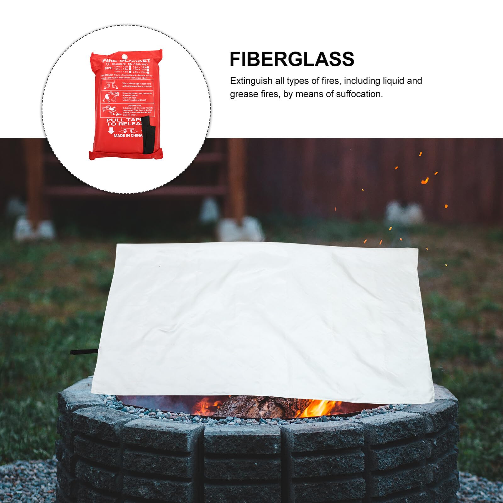 Manta Ignífuga Manta Térmica de Emergencia Profesional Resistente para Cocina Hogar Camping y Protección contra Incendios