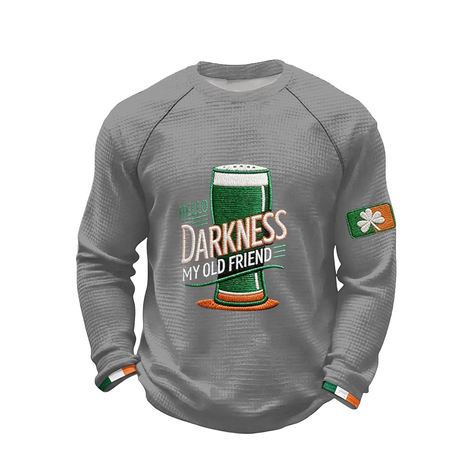 Men's Hello Darkness My Old Friend T-Shirt Waffle Long Sleeve St. Patrick's Day Shirt