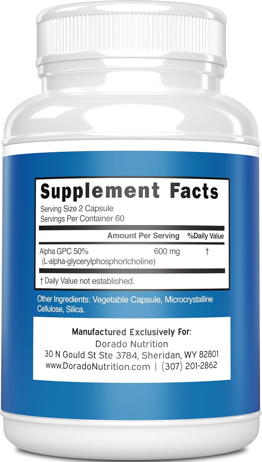 Alpha GPC Choline Capsules - 120 Count, 600mg Servings (Brain Support Aid That Supports Focus, Memory, Motivation, & Energy (Third Party Tested, Vegan Safe Made in The USA) Brain Support Supplement - Image 2