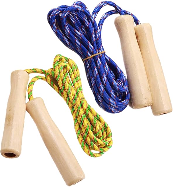 koolbitz Pack of 2 Kids Wooden Handle Skipping Rope for Fitness Sport Exercise Workout Made and Safety Jump Rope Fully Adjustable Rope Help Children to Promote Their Growth Suitable For All