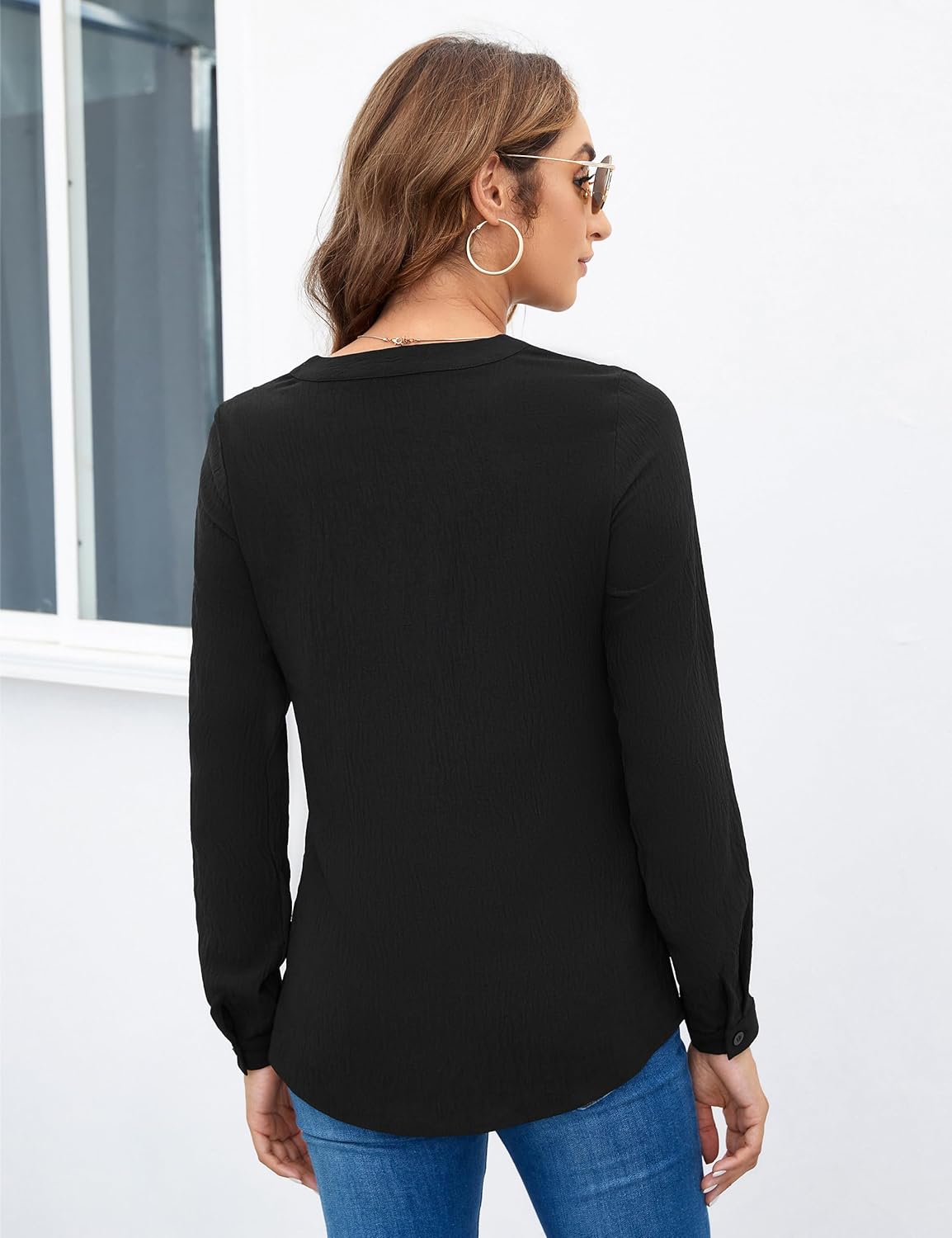 Blooming Jelly Women's Dressy Casual Blouses Business Long Sleeve Shirts V Neck Work Tops Fall Fashion Outfits - Image 5