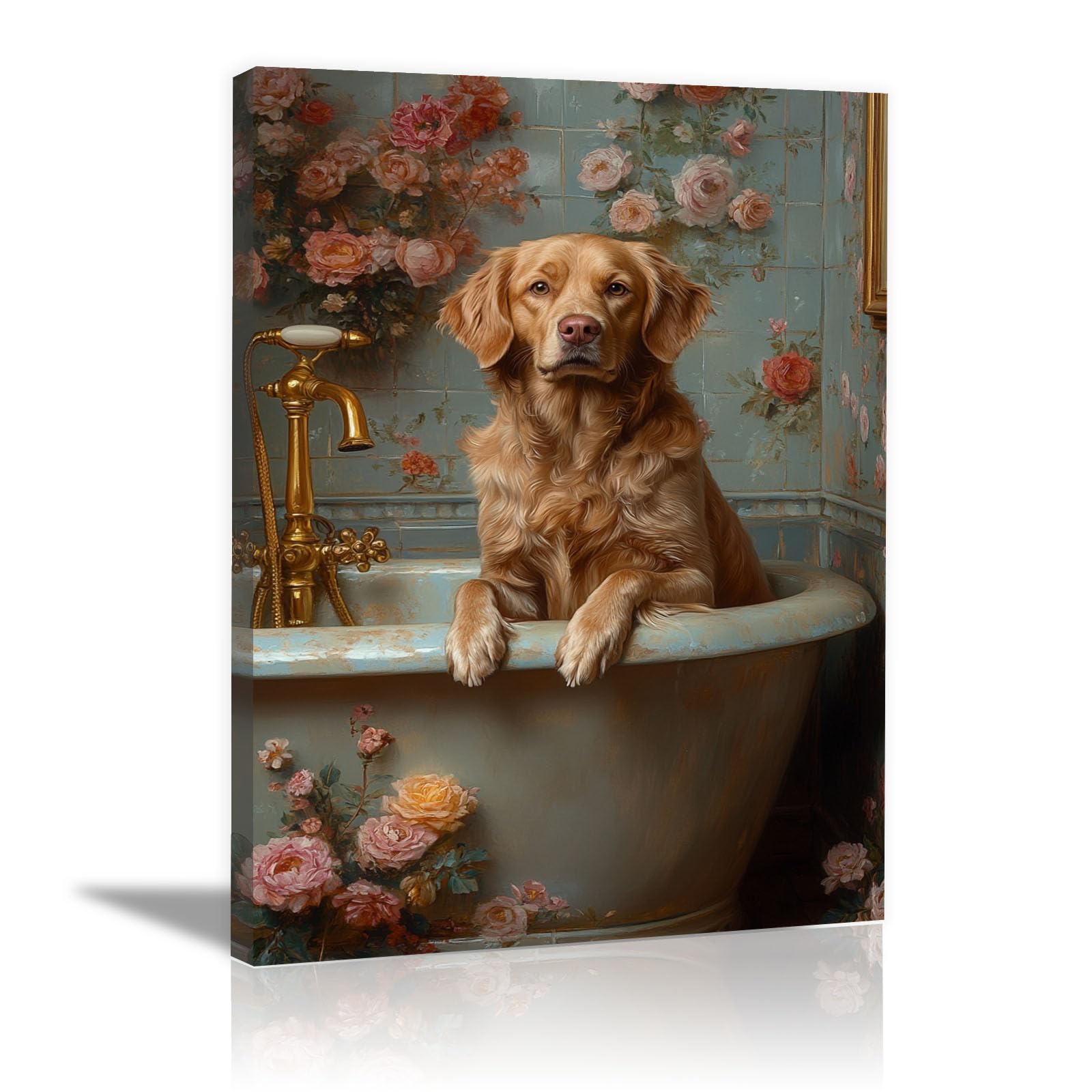 AMXBZC Affiche décorative chambre d'enfant Baignoire Animaux mignons Moderne animaux de safari en afrique - Poster Images Murales - Décoration chambre de bébé(Rose)-50x70cm Encadrée