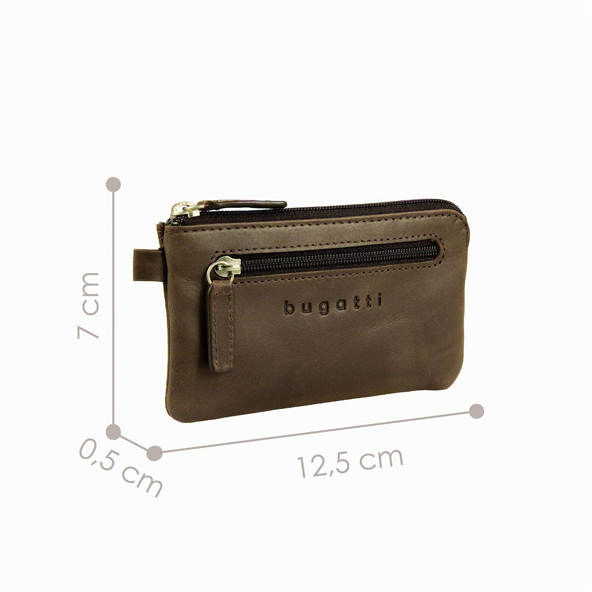 bugatti Volo portachiavi in pelle con scomparto monete e anelli – confezione regalo elegante