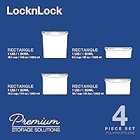 Vista 2 de LocknLock Easy Essentials - Juego de recipientes de almacenamiento de alimentos de despensa, rectangular, sin bisfenol A y aptos para lavavajillas
