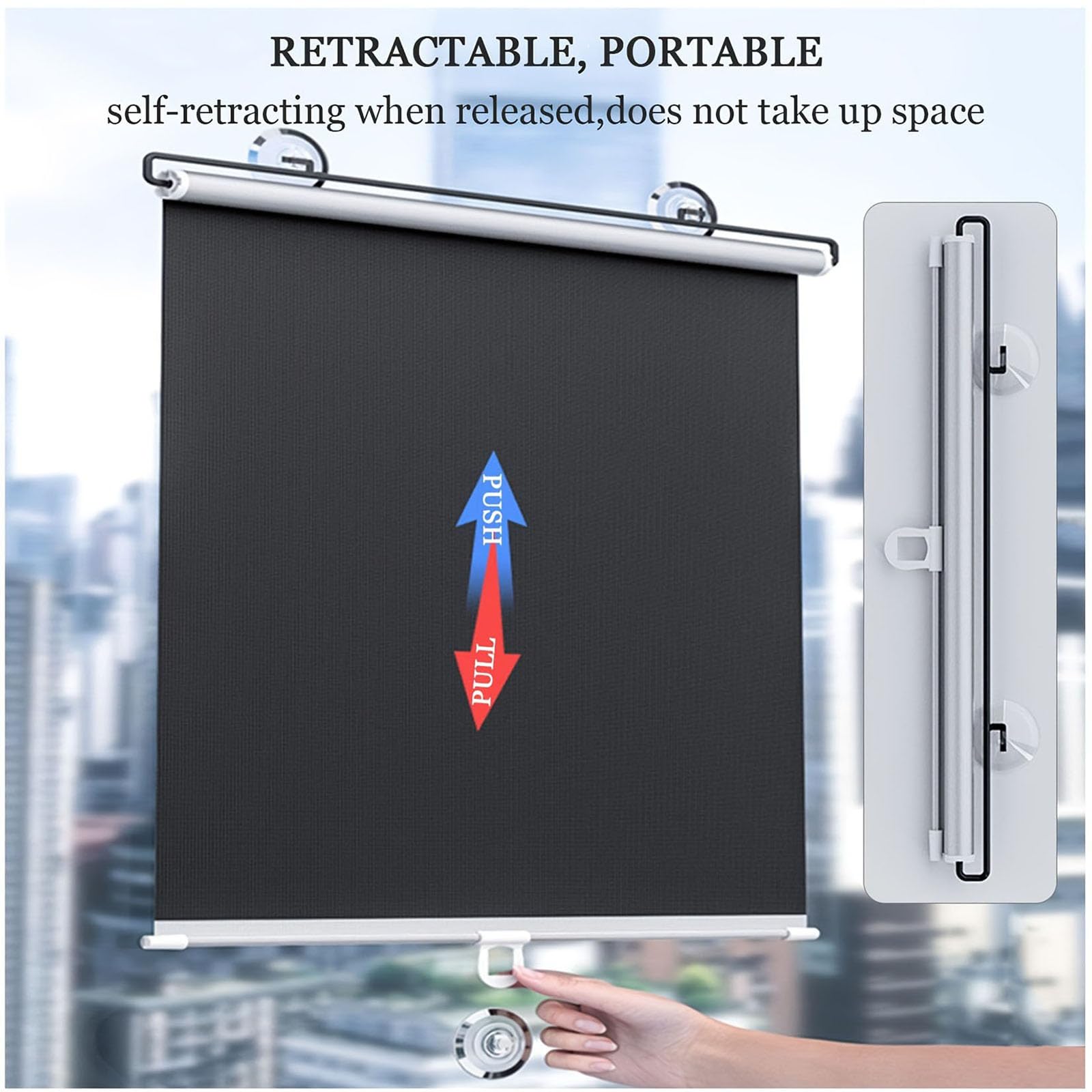 68X200cm Saugnapfes Rollo Fensterrollo,Sonnenschutz Verdunkelungsrollo
