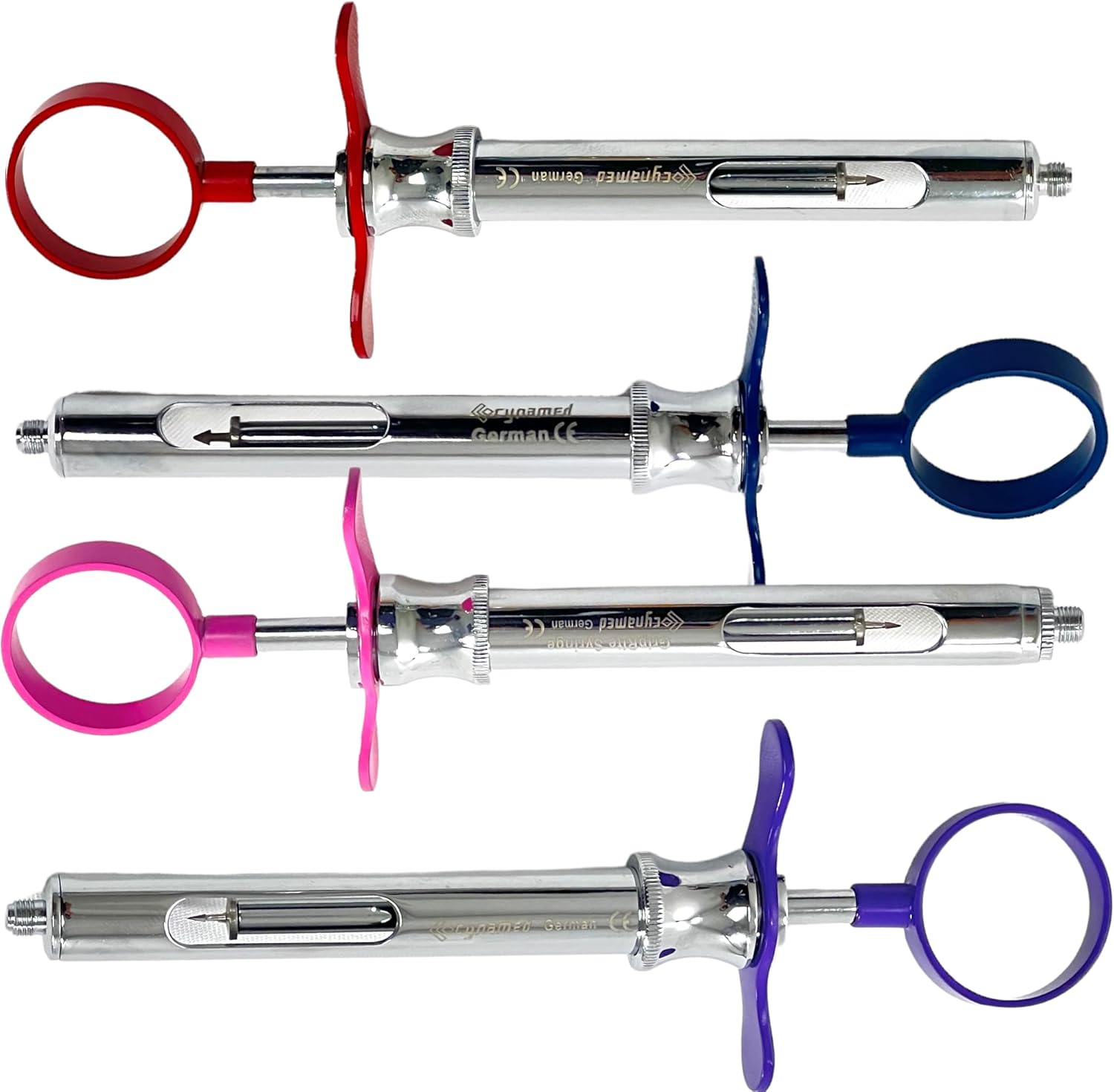 4 Pack Dental Anesthetic Syringe Type CW Self-Apirating 1.8mL with Arrow-Tipped Plunger Rod - German Stainless Steel CE - Dental Instruments