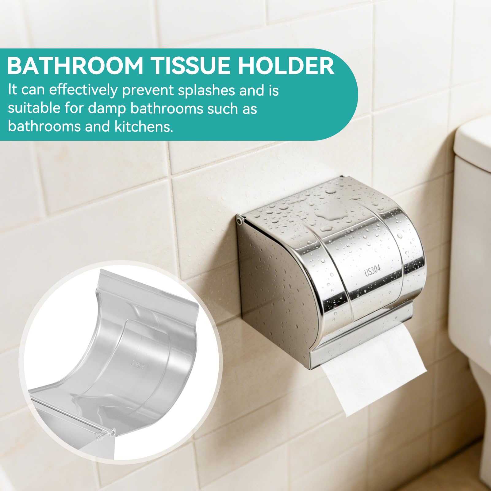 Soporte de Papel higiénico de Acero Inoxidable Cubierta de Papel de Montaje de Pared Cat Cat Cat Portes para el Tejido para el Tejido del baño con Cubierta