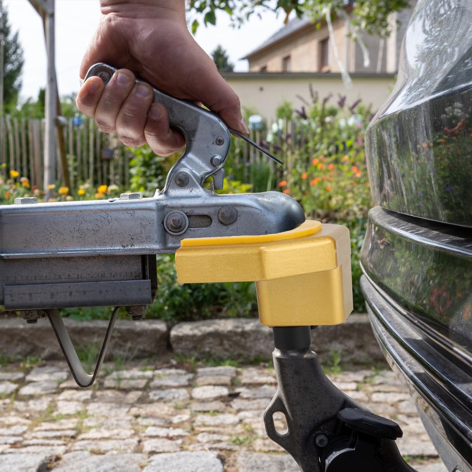 SWAWIS Zamek do przyczepy, zabezpieczenie przed kradzieżą, cokół ze stopu aluminium, ochrona przed kradzieżą, akcesoria do przyczepy, zamek dyszlowy, z 2 kluczami