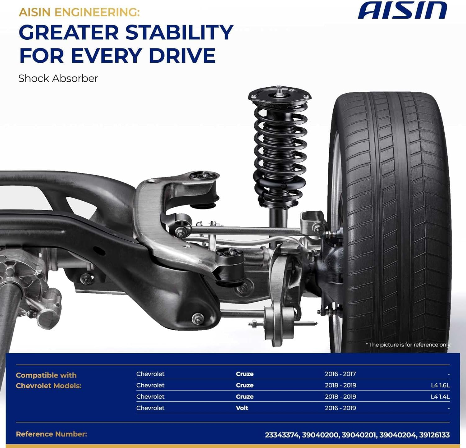 AISIN AFTERMARKET SABGM-00319 Rear Struts Shock Absorbers - Compatible with Chevrolet Cruze 2016-2019, Volt 2016-2019 - Set of 2