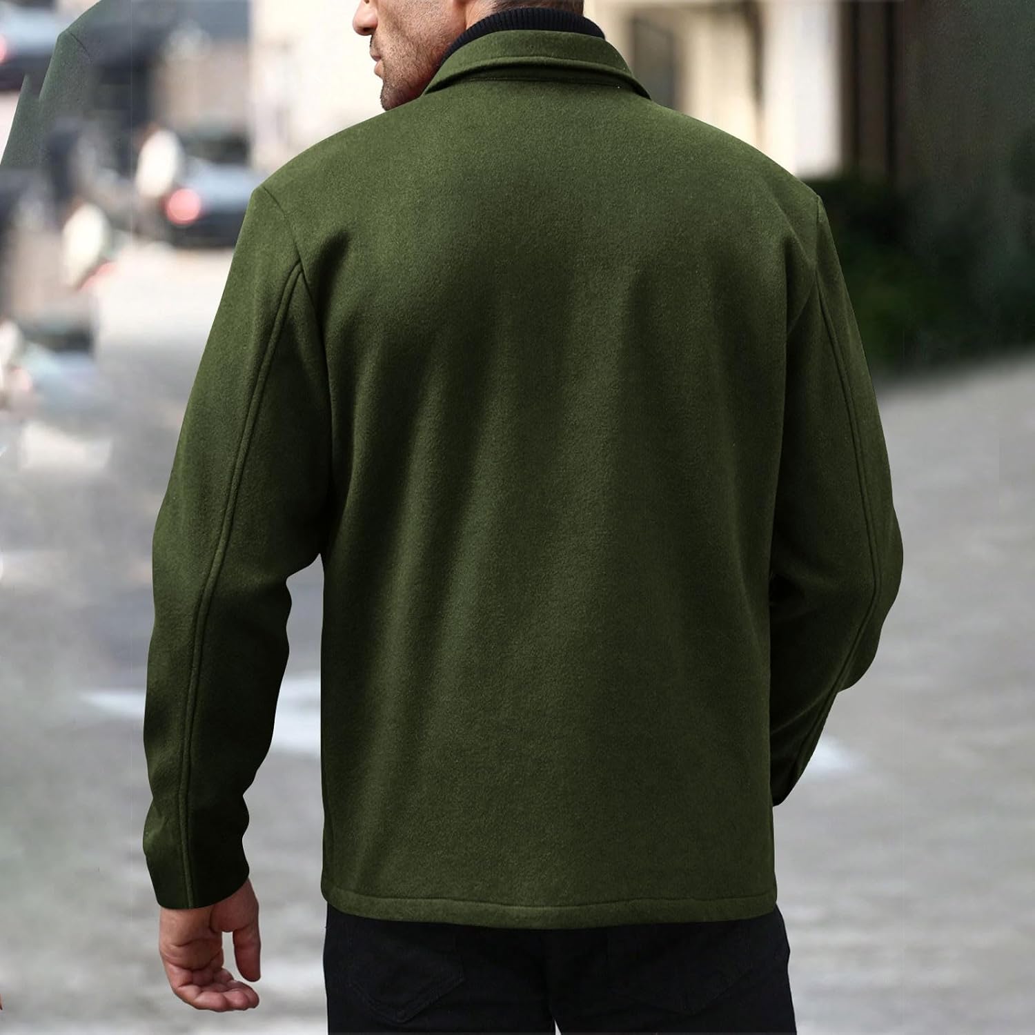 Men Trench Coat Solid Color Woolen Coats Fashion Fall Winter Outerwear Going Out Casual Jackets Lapel Button - Image 8